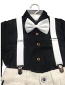 white Suspenders glace with bow